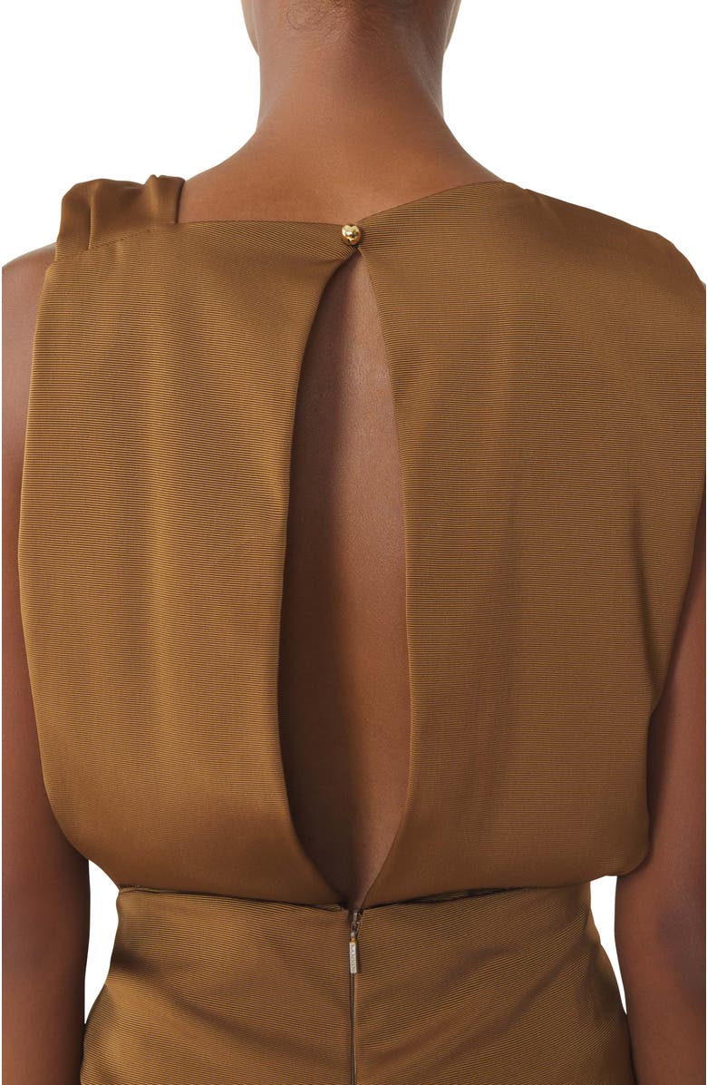 Lanvin Brown Midi Dress In Viscose, Alternate, color, Golden Brown