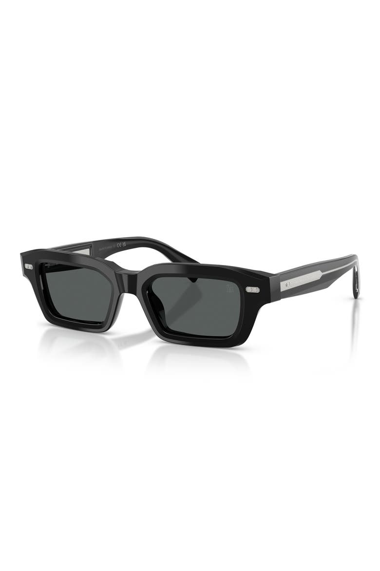 Marla 50mm Polarized Rectangular Sunglasses, Alternate, color, BLACK POLAR