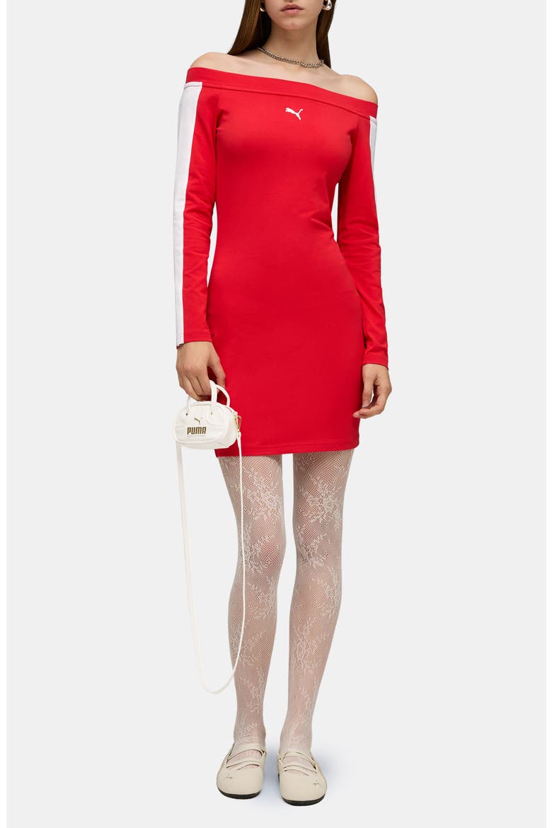 T7 Off the Shoulder Bodycon Dress, Main, color, FOR ALL TIME RED