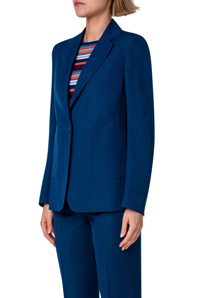 Notched Lapel One-Button Blazer, Alternate, color, INK