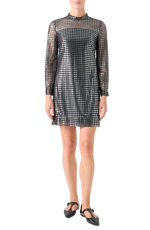 Dot Semisheer Long Sleeve Dress