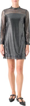 Akris punto Dot Semisheer Long Sleeve Dress
