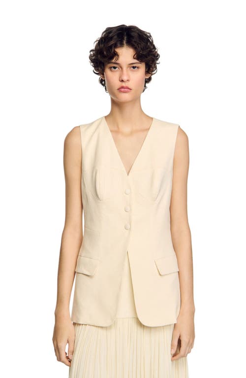Sandro Sleeveless Jacket In Ecru