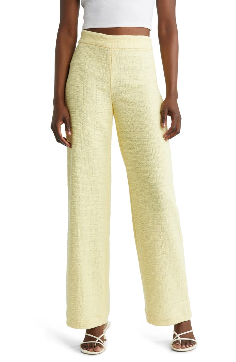 & Other Stories High Waist Straight Leg Tweed Pants, Main, color, Yellow