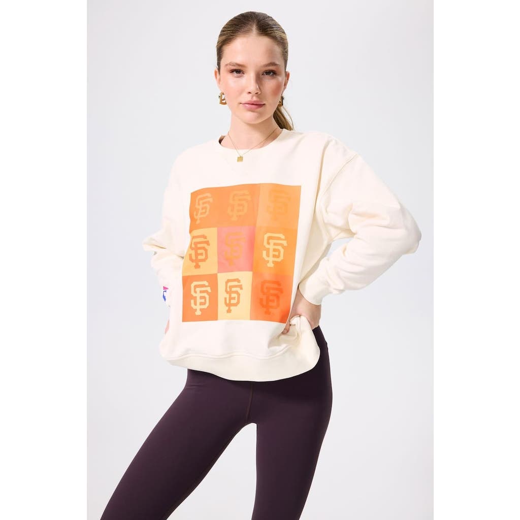 Terez Cream San Francisco Giants Technicolor Oversized Pullover Sweatshirt In White
