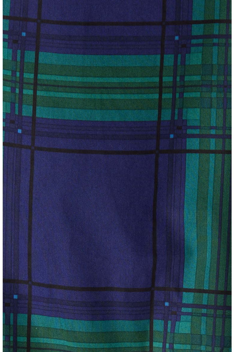 Harrisville Plaid Brie Cotton Button-Up Mini Shirtdress, Alternate, color, NAVY GREEN