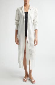 TOTEME Stripe Long Sleeve Tunic Shirtdress