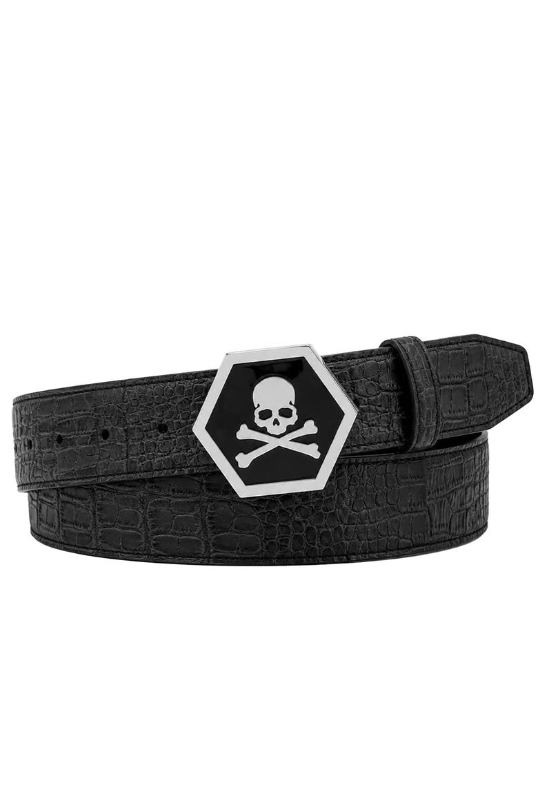 Belt Skull Men, Main, color, black/nickel