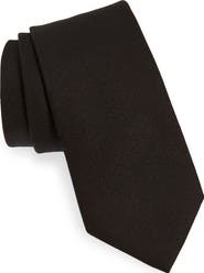 BOSS Solid Black Silk Tie
