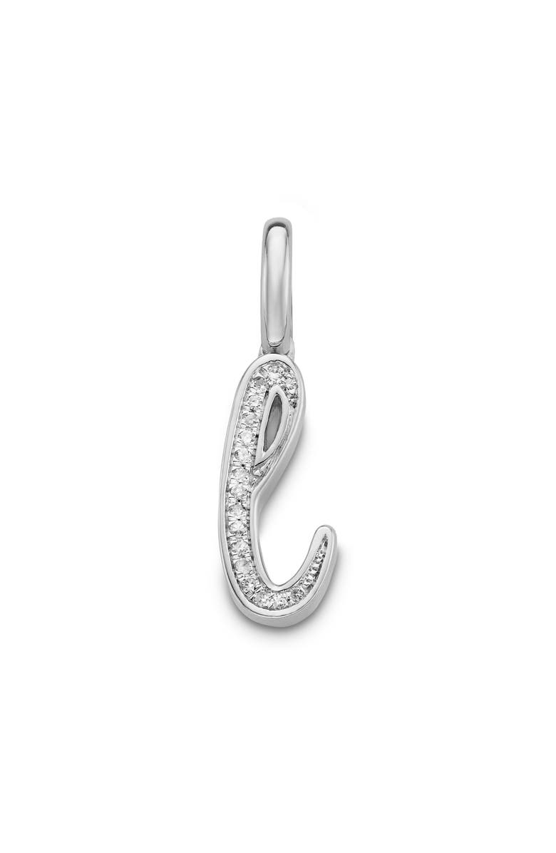Monica Vinader Diamond Alphabet Pendant, Main, color, Sterling Silver
