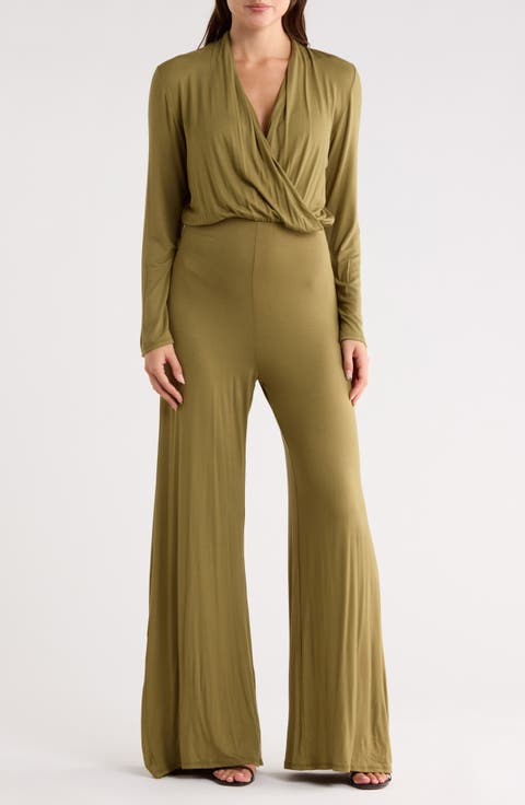 Surplice V-Neck Long Sleeve Jumpsuit