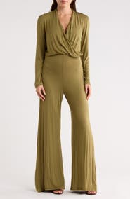 GO COUTURE Surplice V-Neck Long Sleeve Jumpsuit