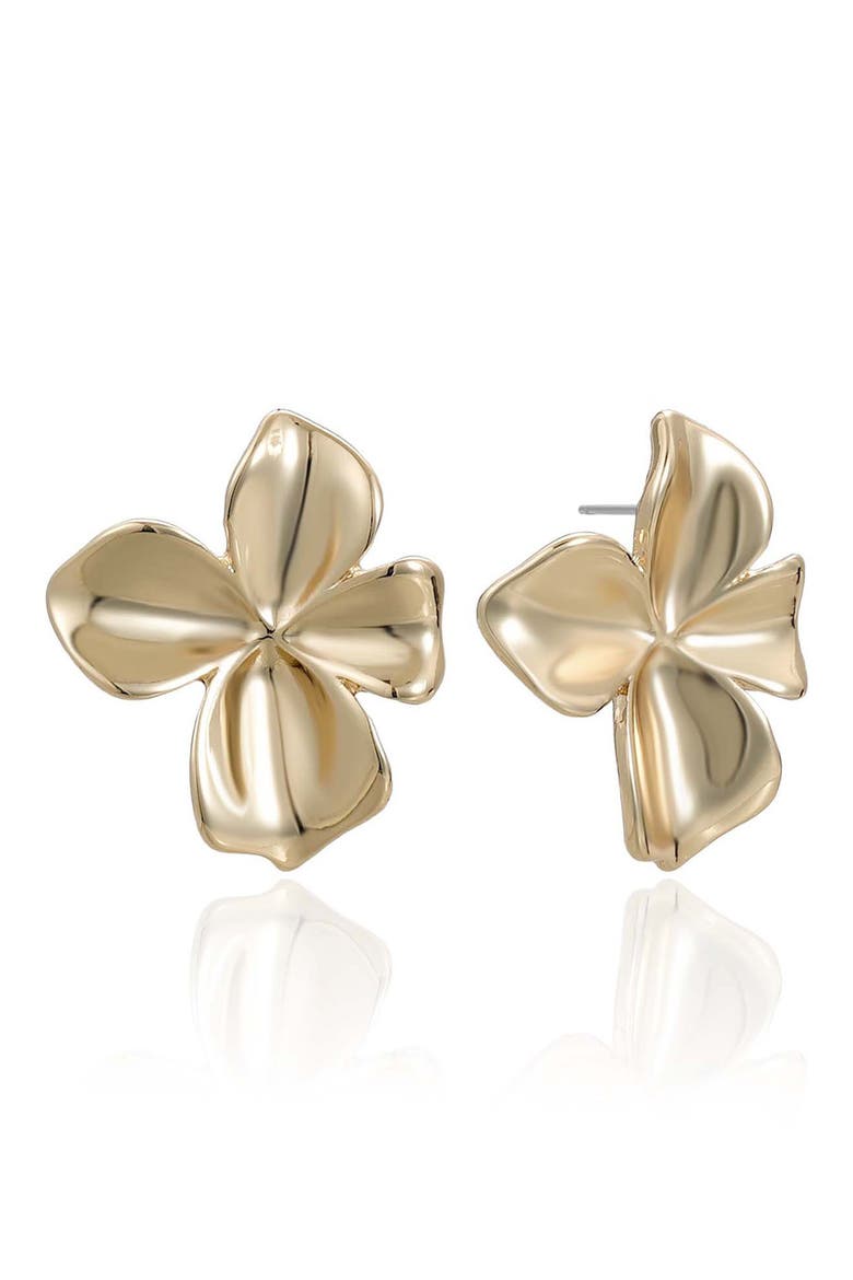Flower Stud Earrings, Main, color, GOLD