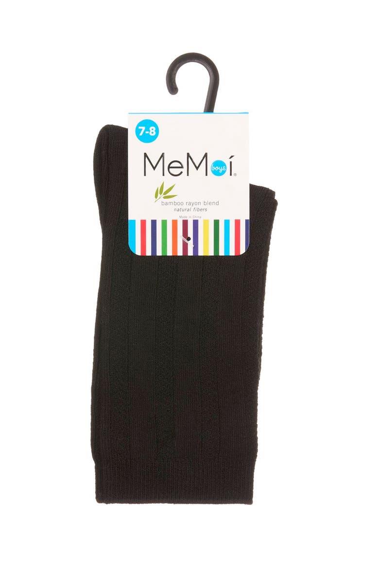 Woven Ribbed Crew Socks, Alternate, color, Black