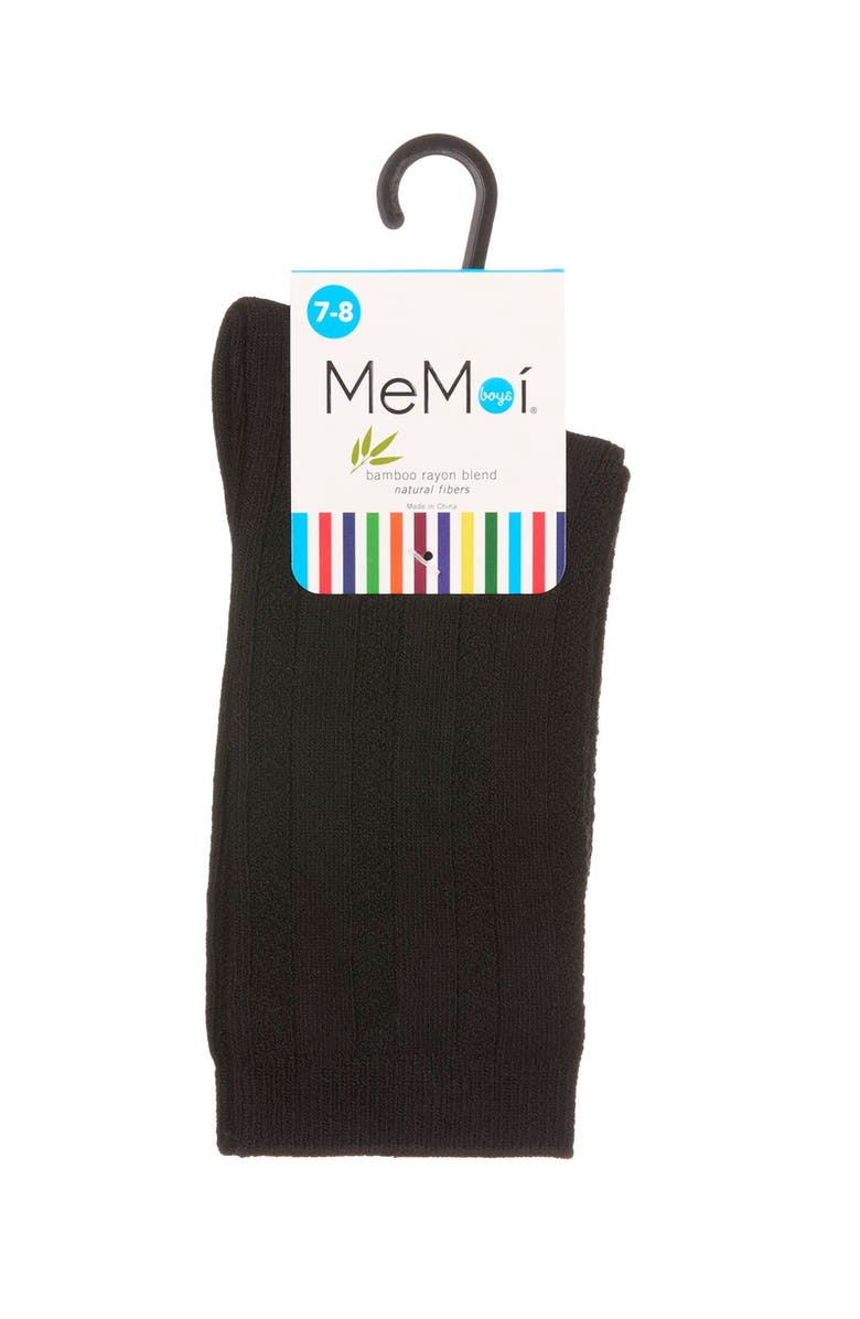 MeMoi Woven Ribbed Crew Socks, Alternate, color, Black