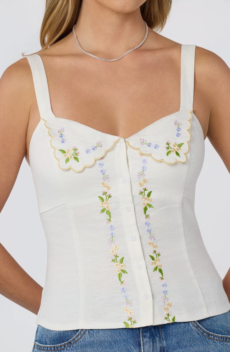 ASTR the Label Shayna Floral Embroidered Button-Up Top, Alternate, color, Off White