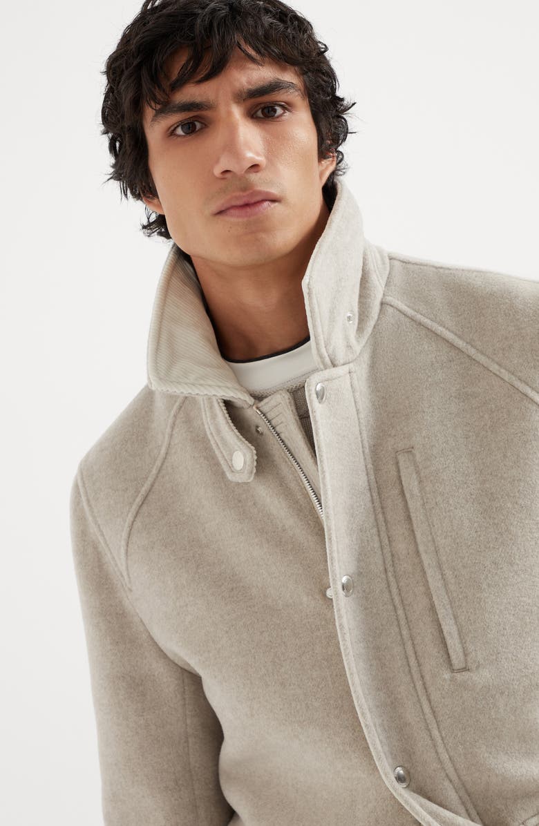 Brunello Cucinelli Virgin wool and cashmere double cloth field jacket with corduroy insert, Alternate, color, 