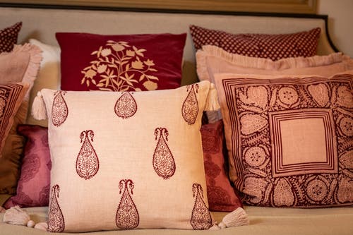 Alamwar Samodh Plum Decorative Pillow Cover With Tassels In Plum