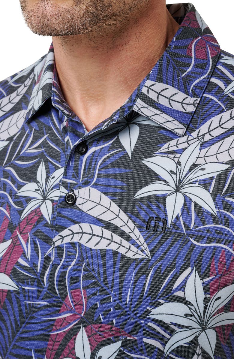 TravisMathew Featherweight Tropical Piqué Polo, Alternate, color, Black/ Blue