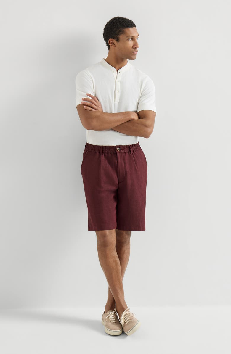 Brunello Cucinelli Chevron Bermuda shorts, Alternate, color, Cherry