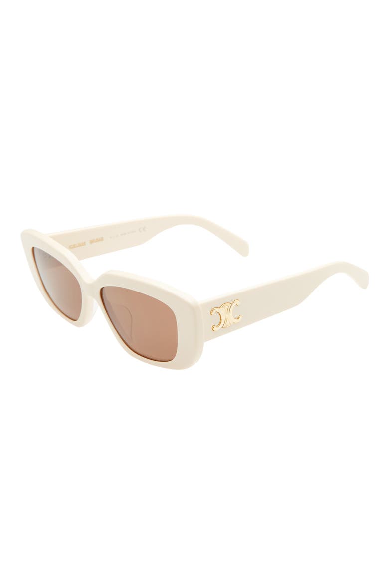 Triomphe 55mm Rectangular Sunglasses, Alternate, color, IVORY / BROWN
