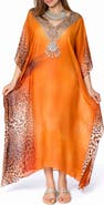 RANEES V-Neck Leopard Maxi Caftan