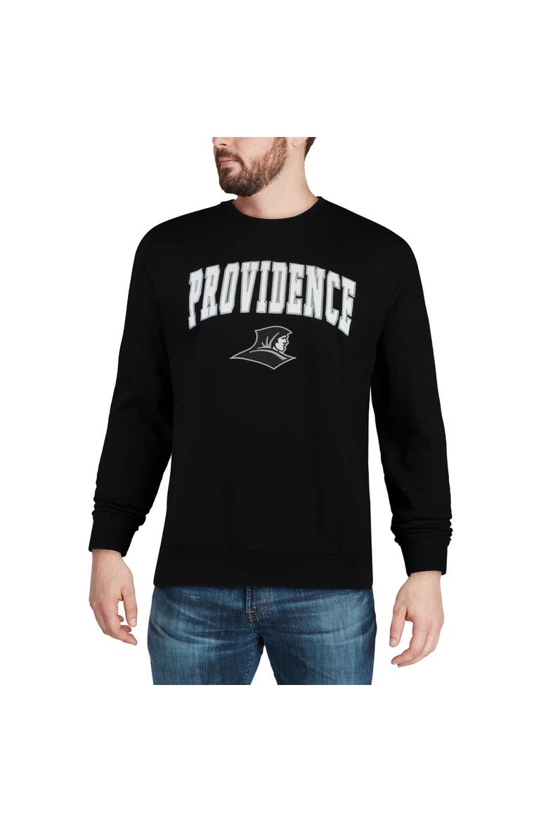 Men's Colosseum Black Providence Friars Arch & Logo Crew Neck Sweatshirt, Alternate, color, Black