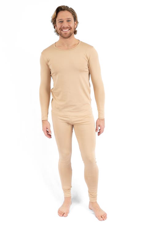 Men's Solid Thermal Pajama Set