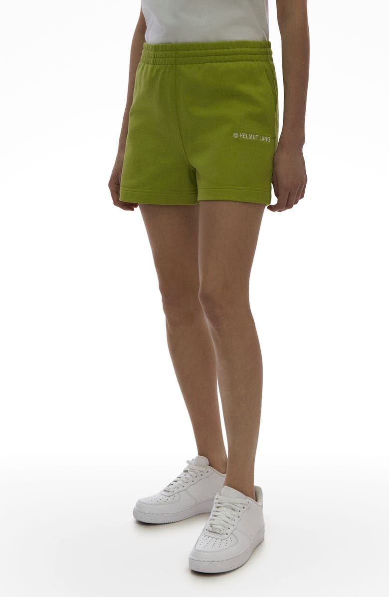 Helmut Lang Cotton Logo Sweat Shorts, Alternate, color,