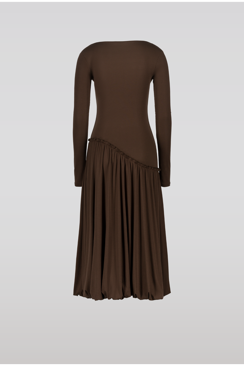 Asymmetric Hip Dress with Scoop Neck, Alternate, color, Dark Brown