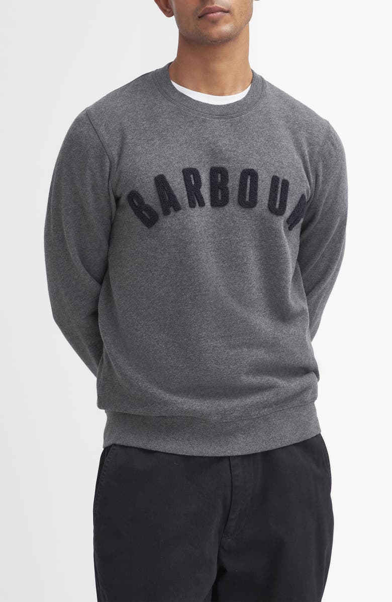 Barbour Prep Logo Crewneck Sweatshirt, Main, color, Mid Grey Marl