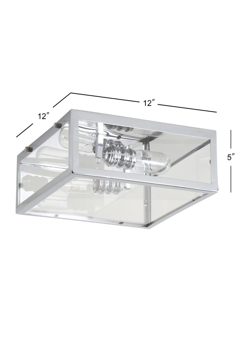 Grayson 2-Light Bohemian Farmhouse Iron/Glass LED Flush Mount, Alternate, color, Chrome / Clear