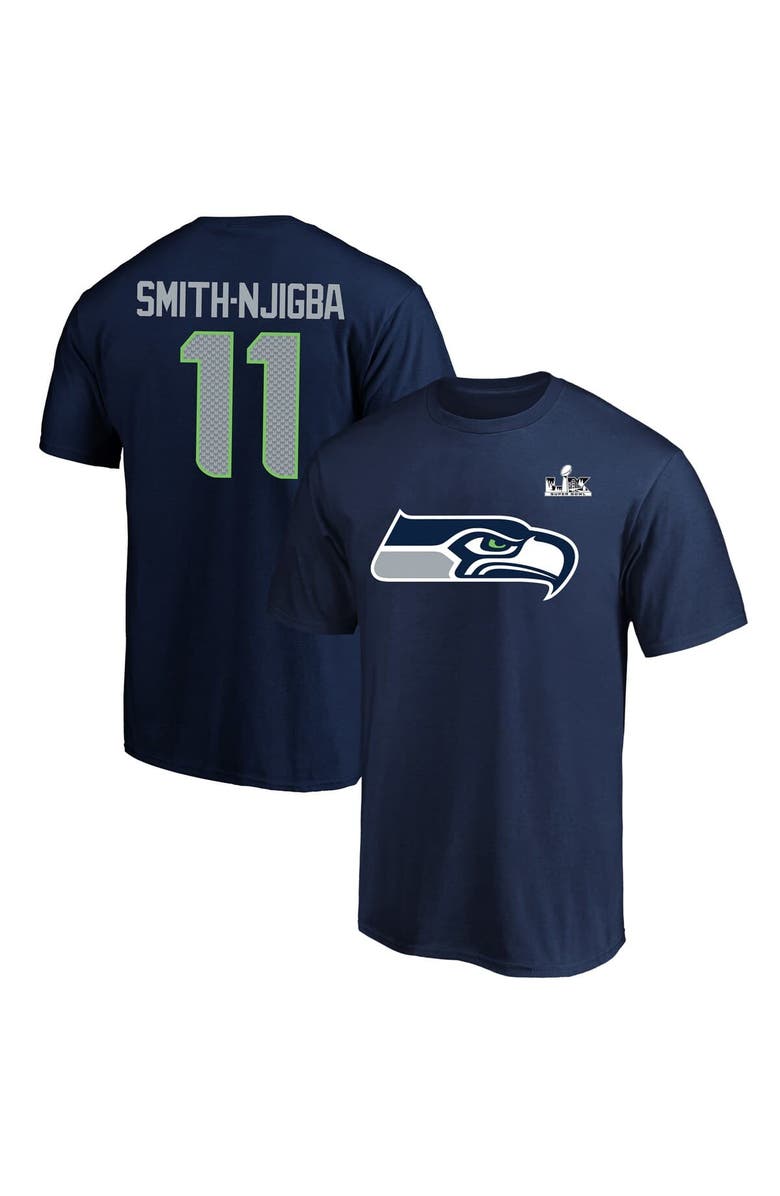 FANATICS Men's Fanatics Jaxon Smith-Njigba College Navy Seattle Seahawks Super Bowl LX Patch Big & Tall Name & Number T-Shirt, Main, color, College Navy