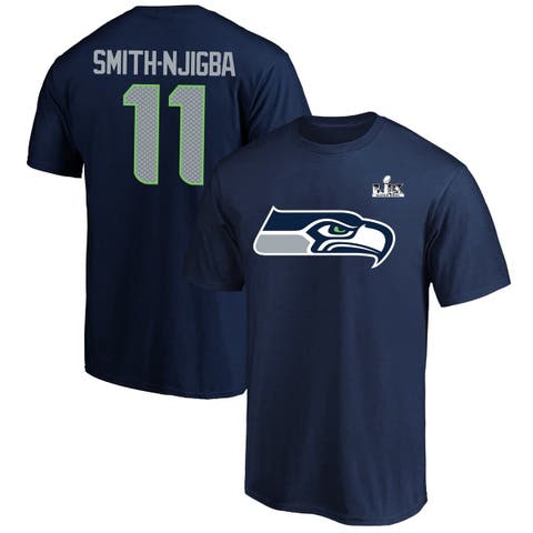 Men's Fanatics Jaxon Smith-Njigba College Navy Seattle Seahawks Super Bowl LX Patch Big & Tall Name & Number T-Shirt