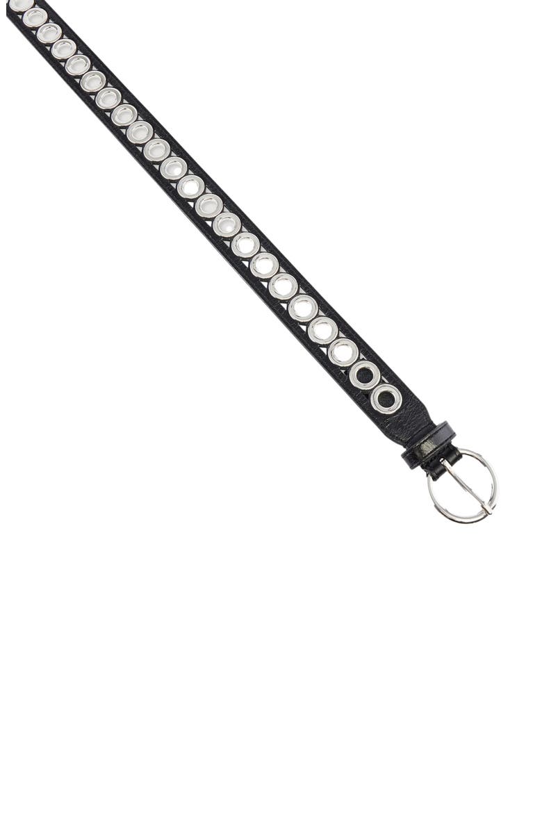 Belt with round buckle and eyelets, Alternate, color, Black