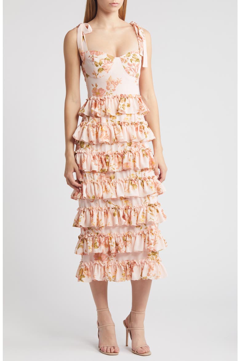 maisie tiered midi dress Maisie Floral Tiered Midi Dress
