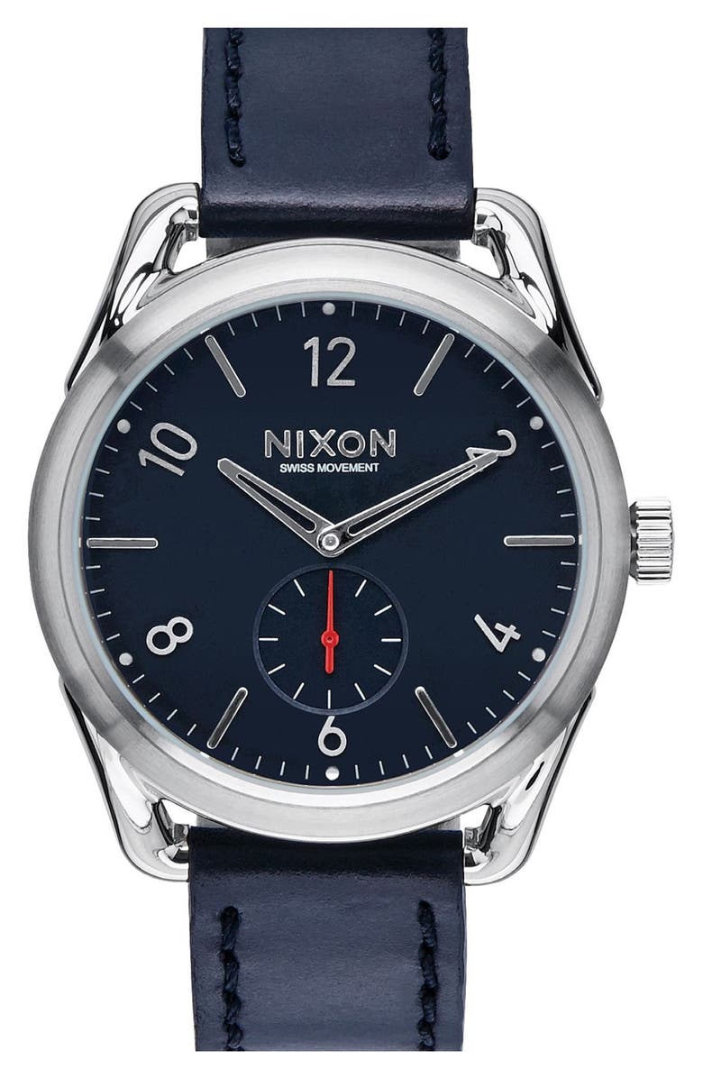 Nixon 'The C39' Leather Strap Watch, 39mm, Main, color, 