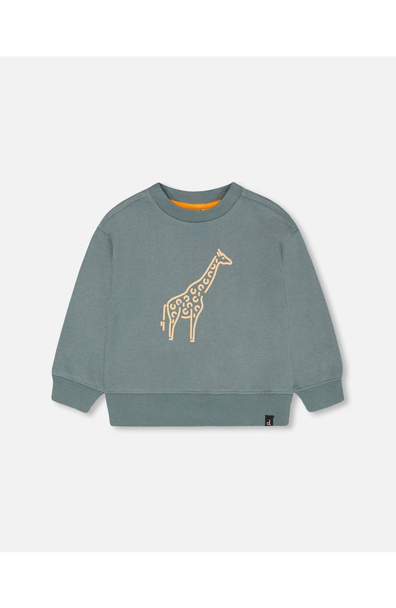 Deux par Deux Little Boy's French Terry Printed Sweatshirt Pine Green, Main, color, 