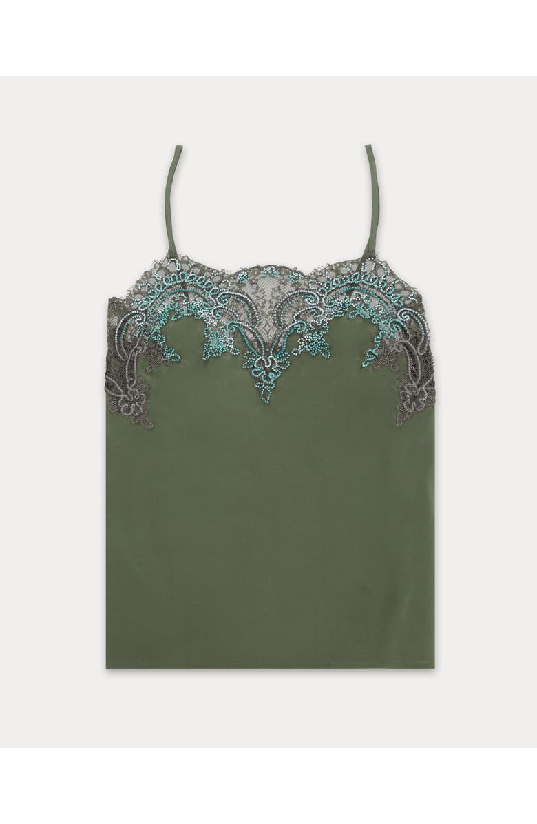 Fortela Brianne Embroidered Silk Top, Main, color, Dark Green