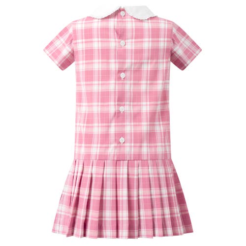 Rachel Riley Pink Check Dropped Waist Dress In Pink