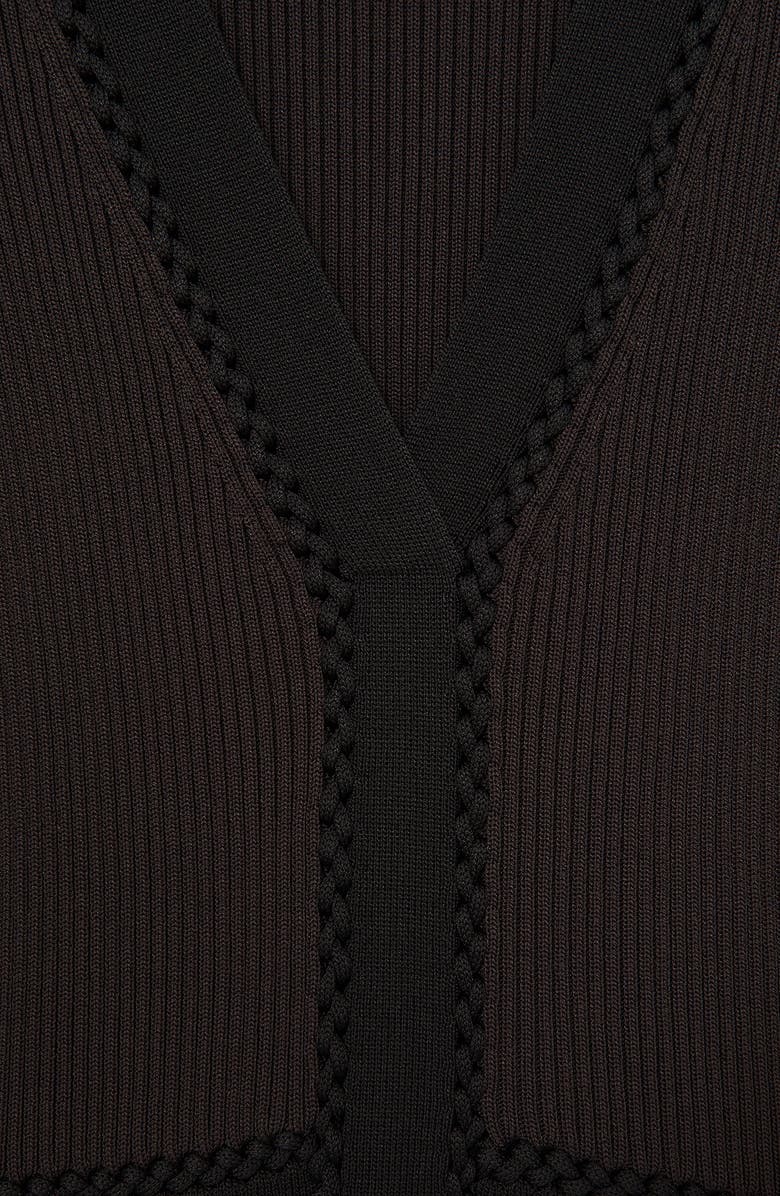 Reiss Laura Rib Long Sleeve Midi Sweater Dress, Alternate, color, Chocolate Brown