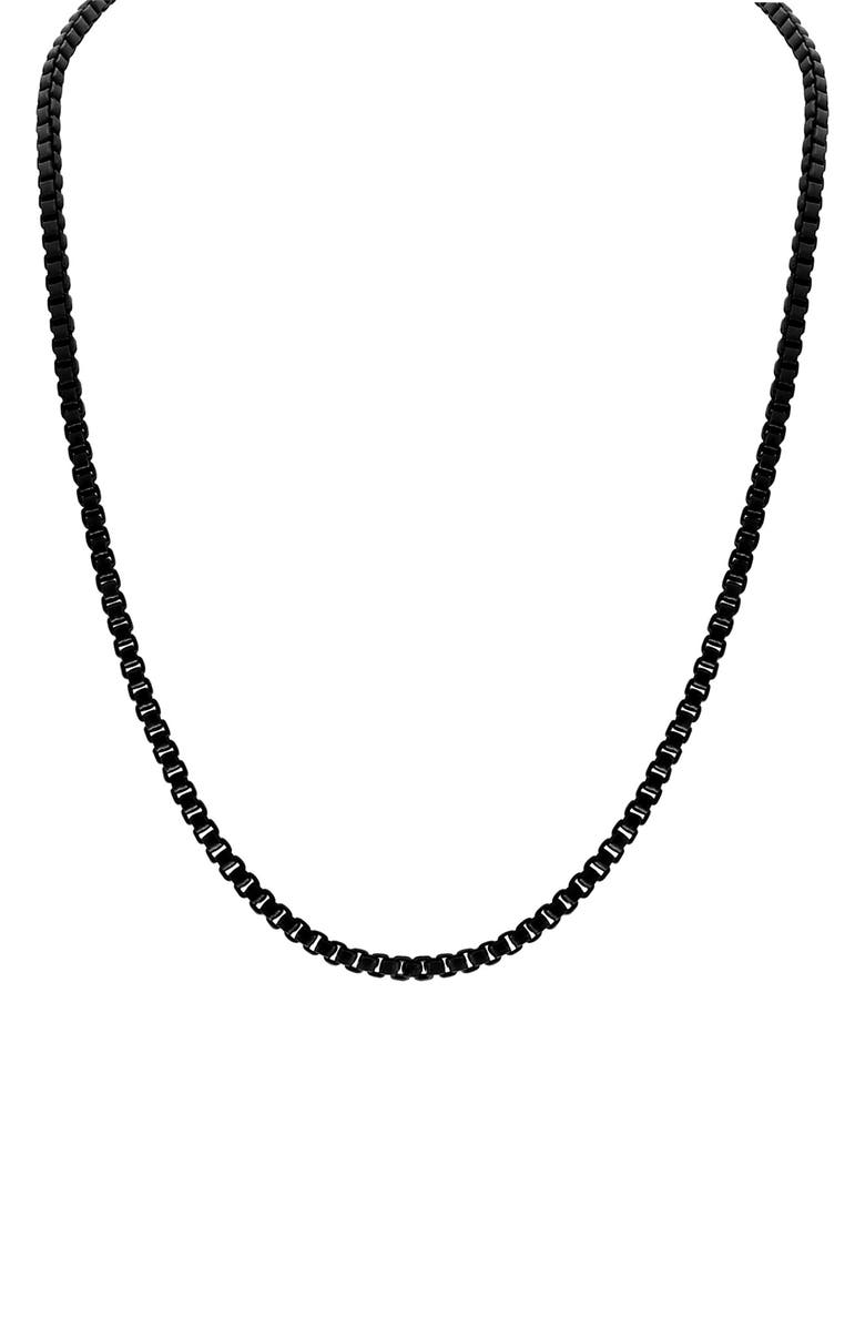 EFFY Black Sterling Silver Box Chain Necklace, Main, color, Black