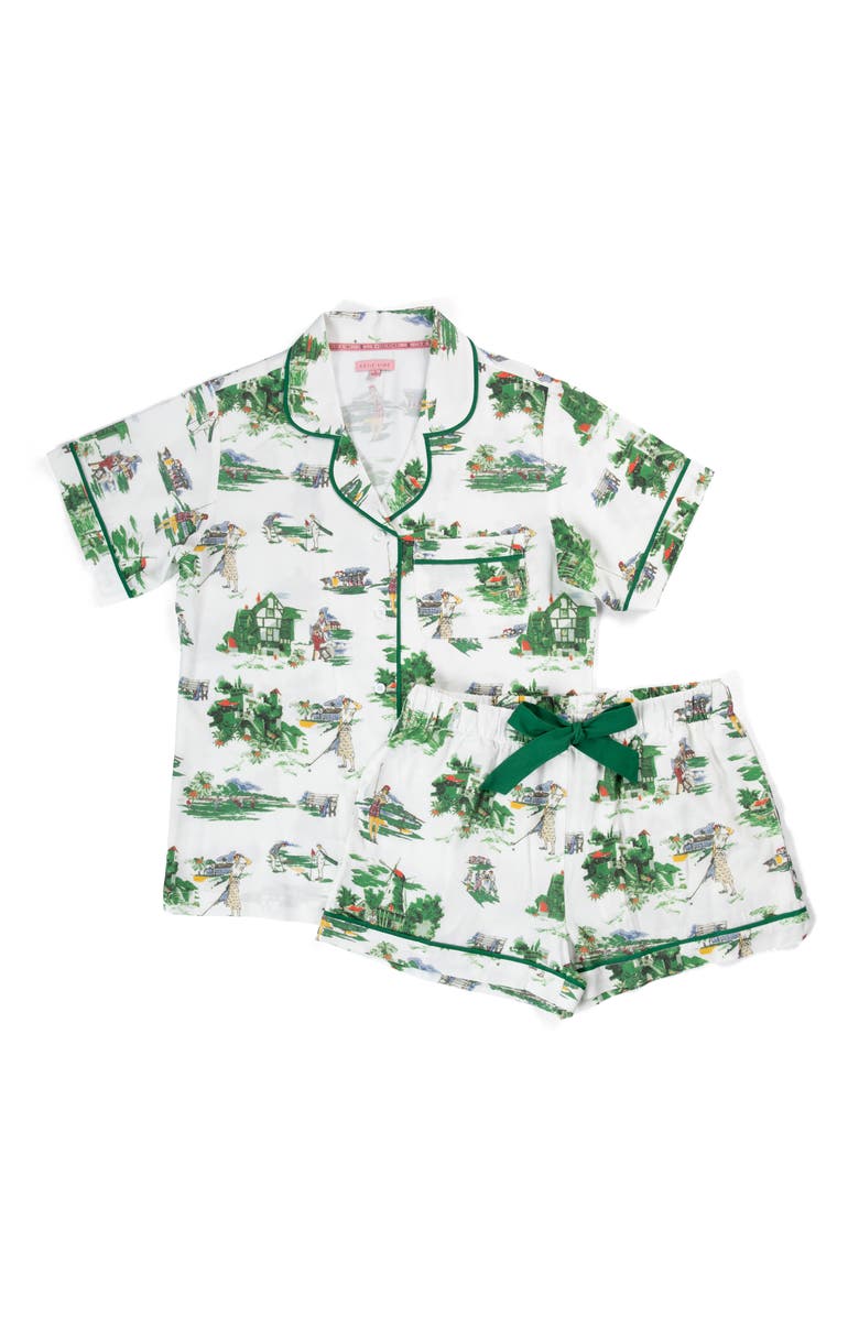 Katie Kime Golf Toile Pajama Shorts Set, Alternate, color, Green