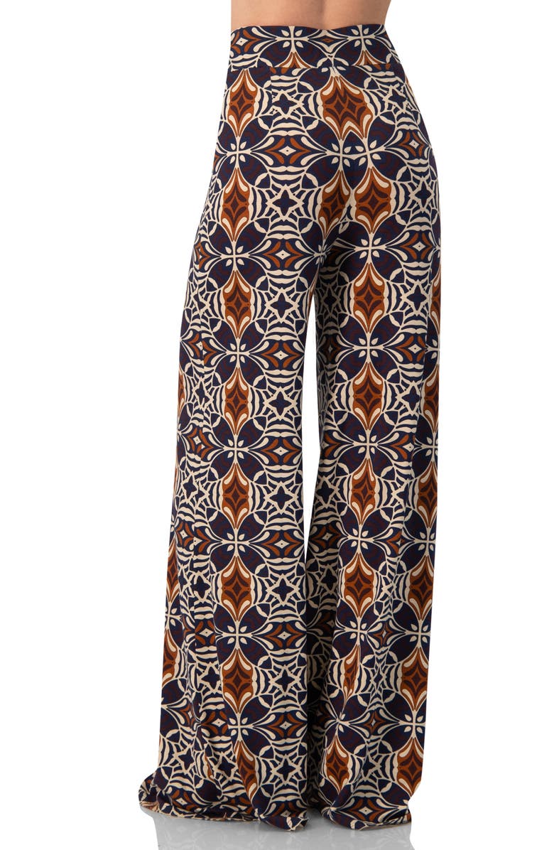 IVONNE Wide-Leg Patterned Palazzo Trousers, Alternate, color, Multi-Brown