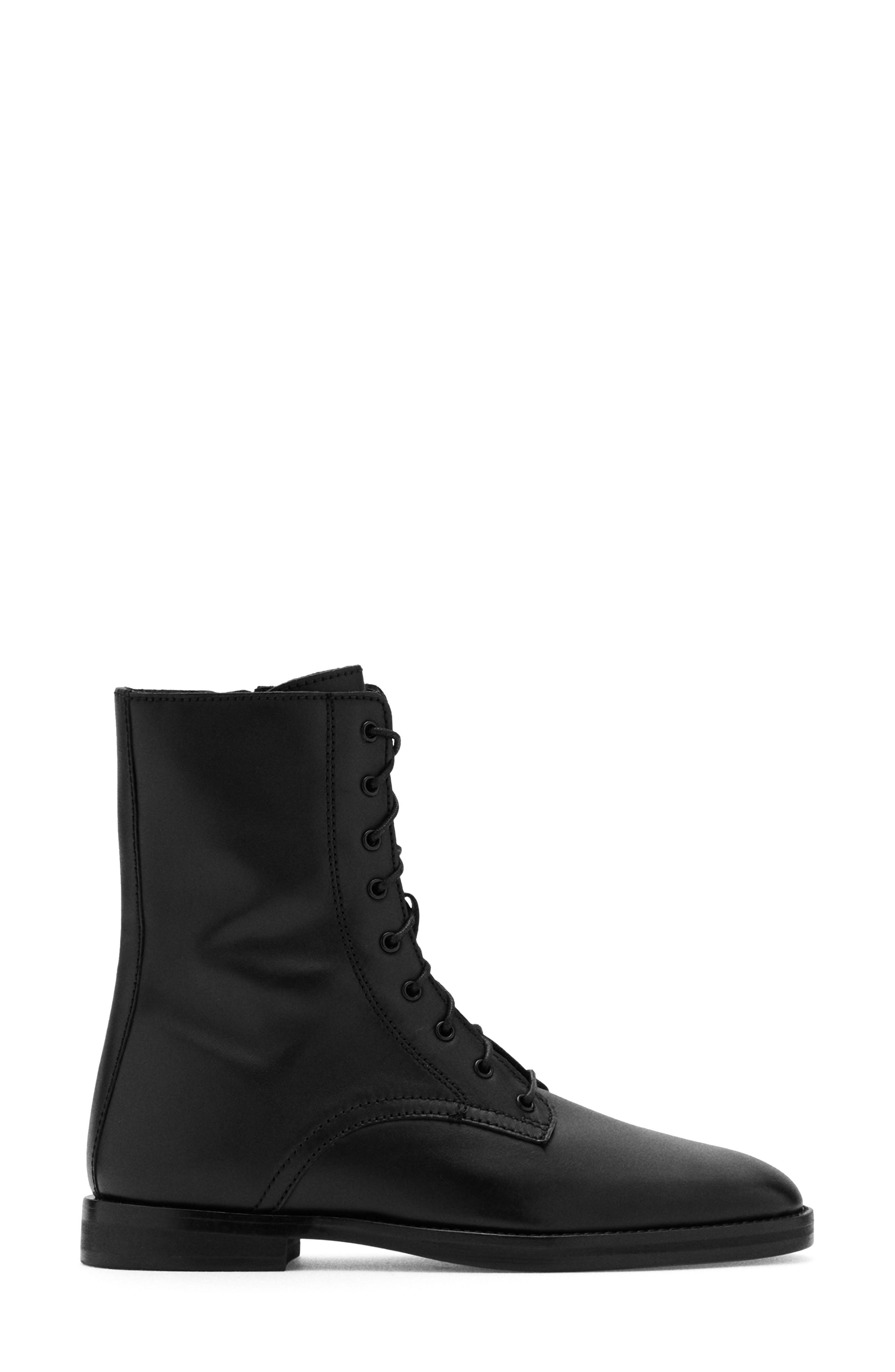MANGO Leather Ankle Boot, Alternate, color, Black