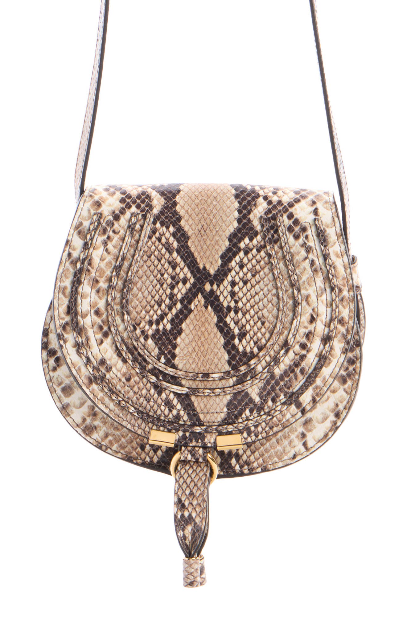 Chloé Marcie Snakeskin Embossed Leather Crossbody Bag, Main, color, Dusty Beige