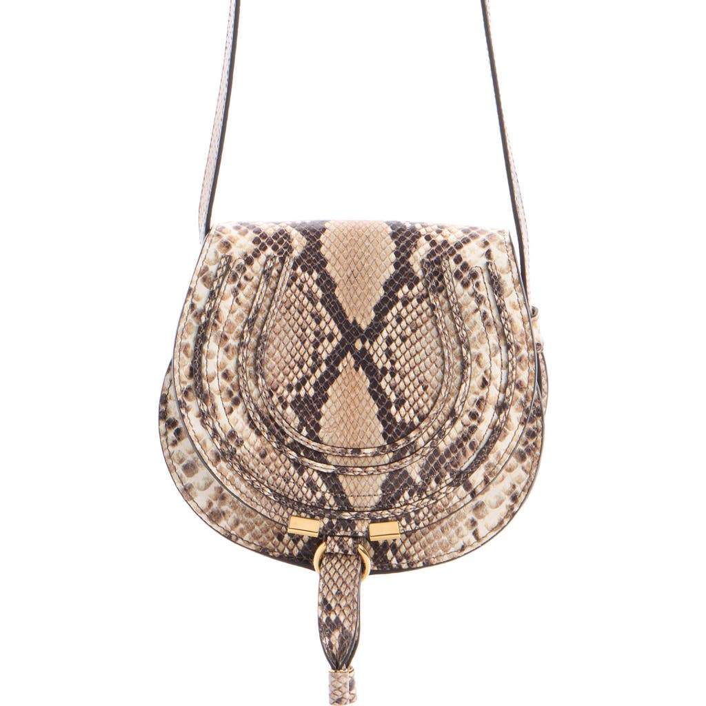 Chloé Marcie Snakeskin Embossed Leather Crossbody Bag in Dusty Beige at Nordstrom