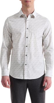 Bugatchi Julian Shaped Fit Musical Instrument Print Button-Up Shirt