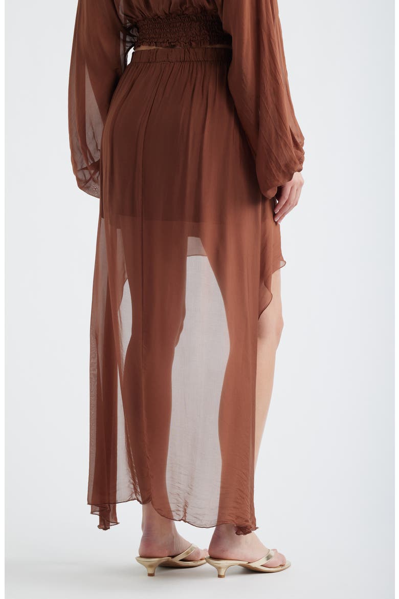 Forum Chiffon High-Low Skirt, Alternate, color, BROWN
