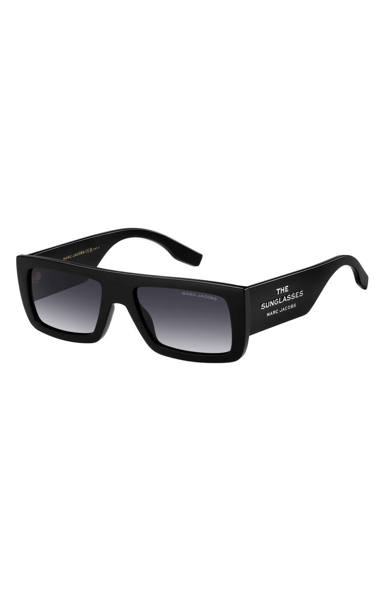 Marc Jacobs 53mm Gradient Rectangular Sunglasses, Alternate, color, Black/ Dark Grey Sf